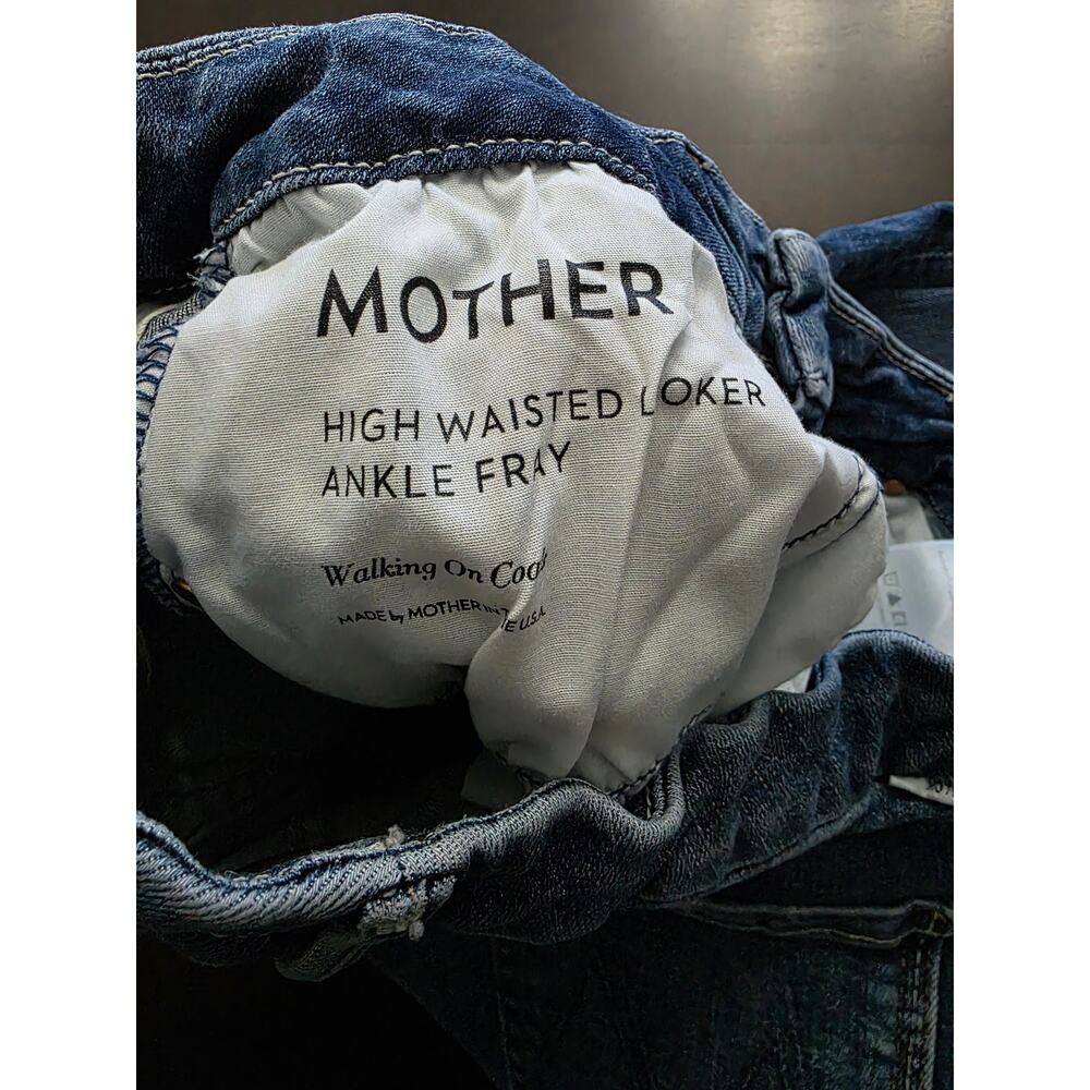 Mother High Waisted Looker Ankle Fray Jean Walking On Coals Size 28 - Picture 4 of 7
